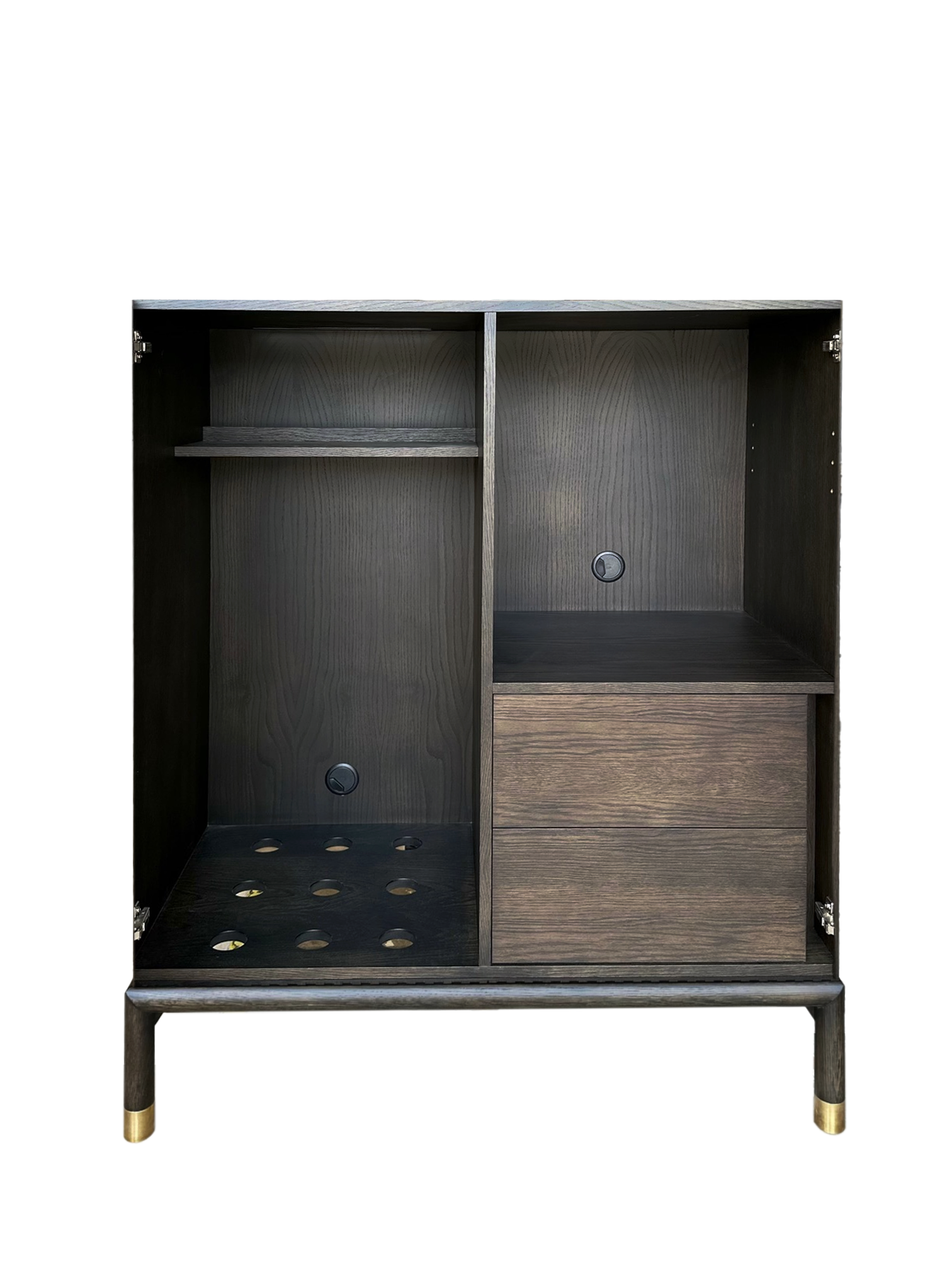 Halo Bar Cabinet - Coal & Carrara Marble Handle - Zuster Furniture