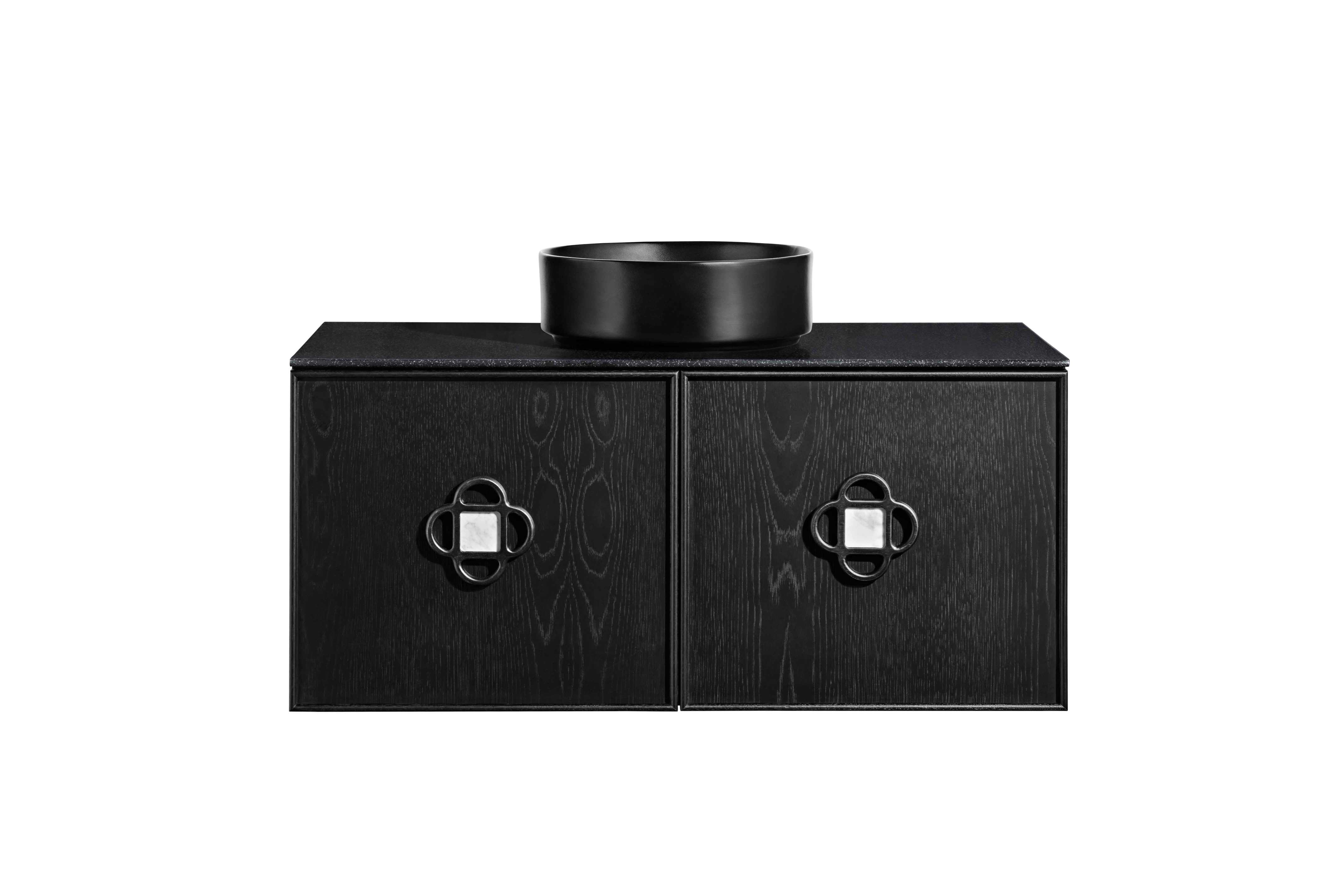 ISSY Adorn Above Counter / Semi Inset Wall Hung vanity with drawers Petite Handles 1000 - Zuster Furniture