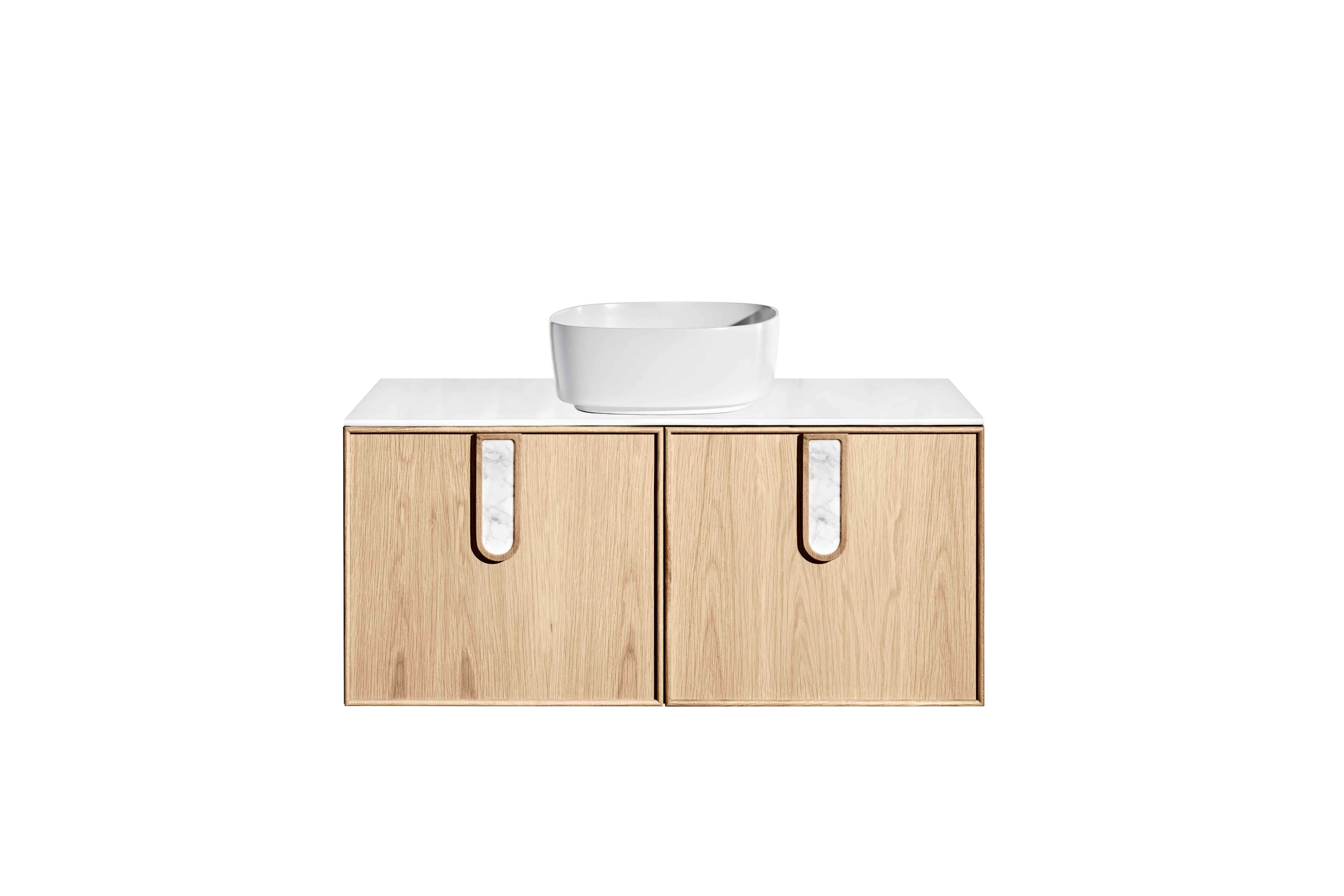 ISSY Adorn Above Counter / Semi Inset Wall Hung vanity with doors Petite Handles 1000 - Zuster Furniture