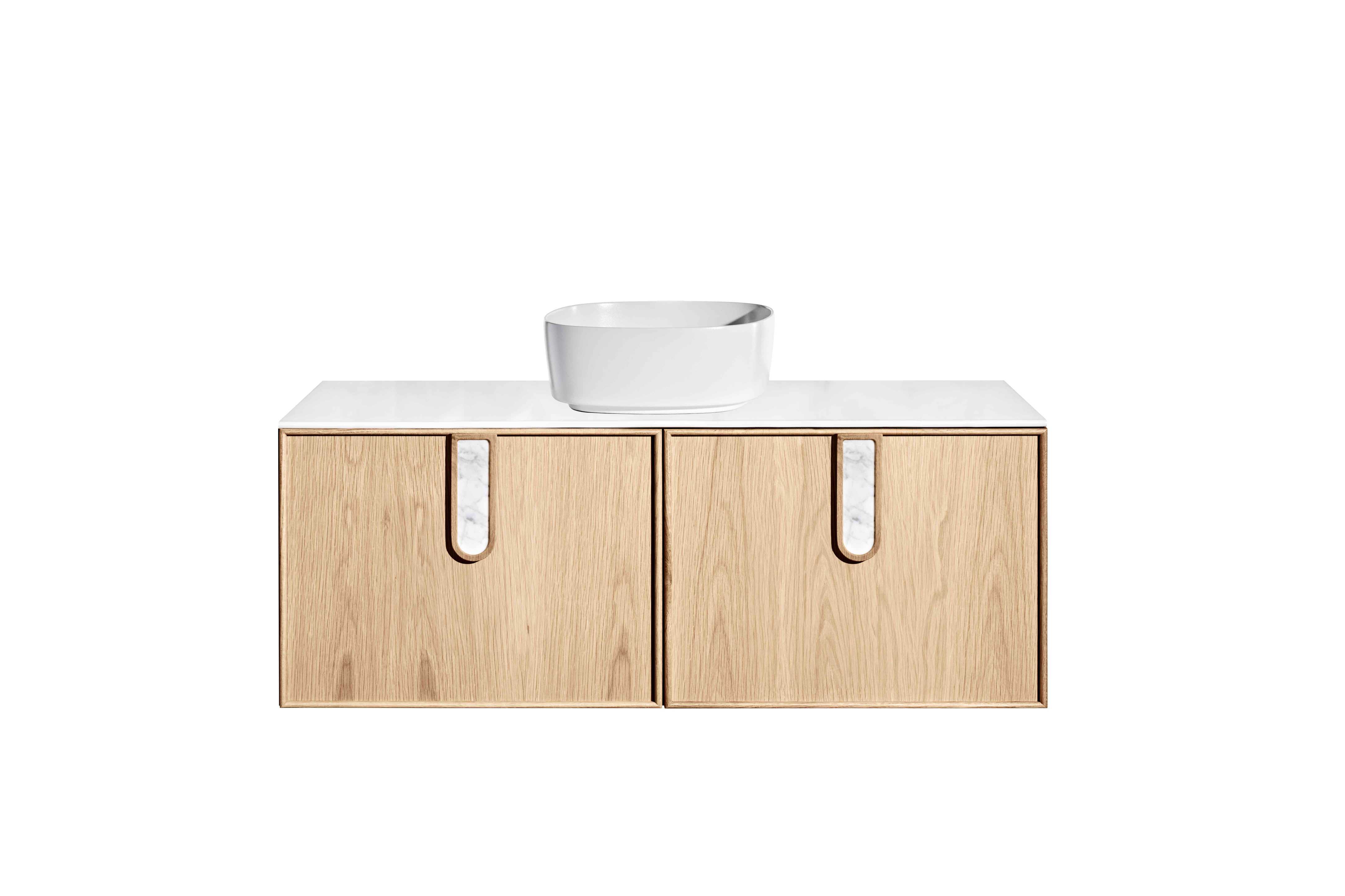 ISSY Adorn Above Counter / Semi Inset Wall Hung vanity with doors Petite Handles 1200 - Zuster Furniture