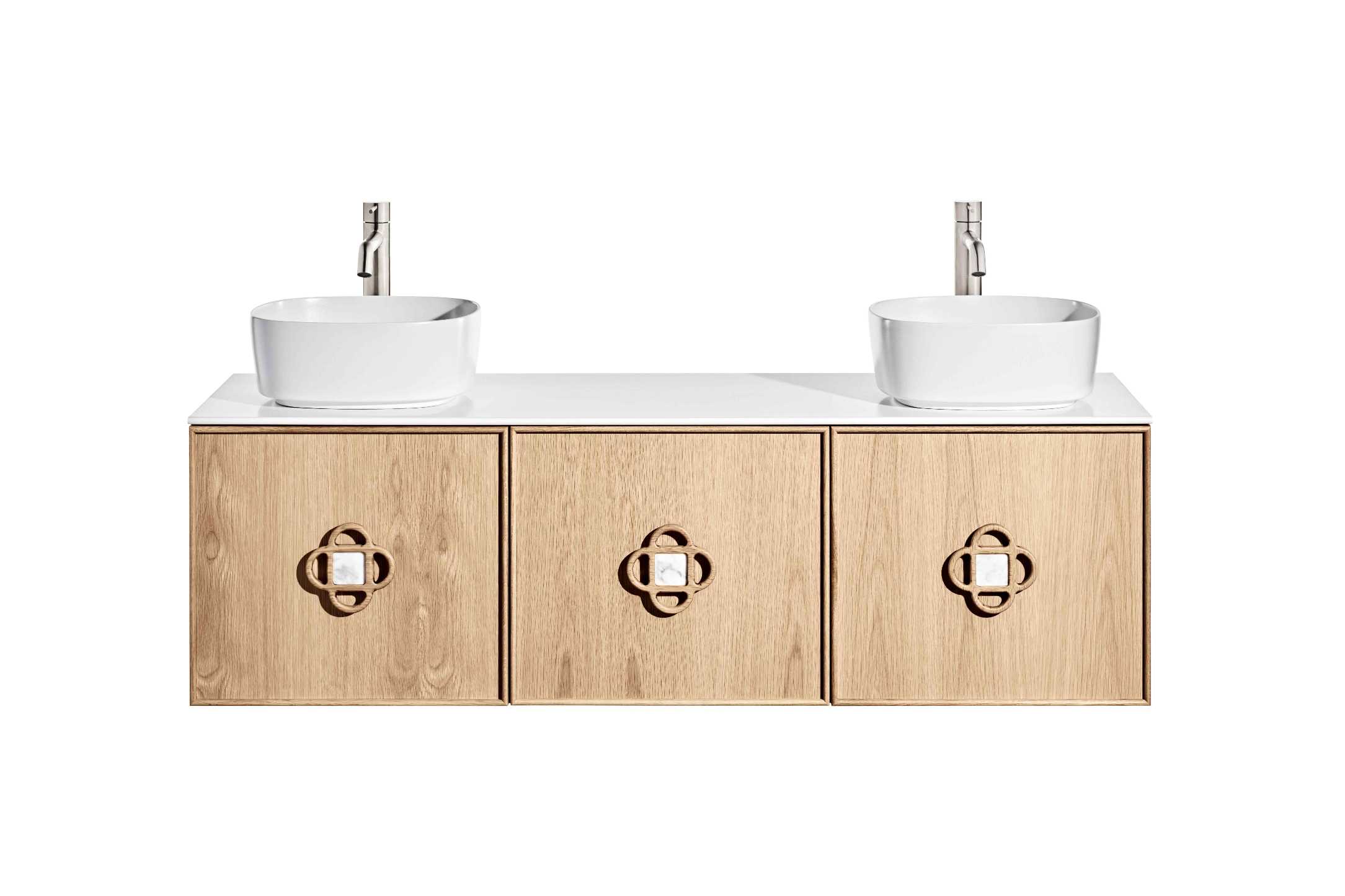 ISSY Adorn Above Counter / Semi Inset Wall Hung vanity with drawers Petite Handles 1500 - Zuster Furniture