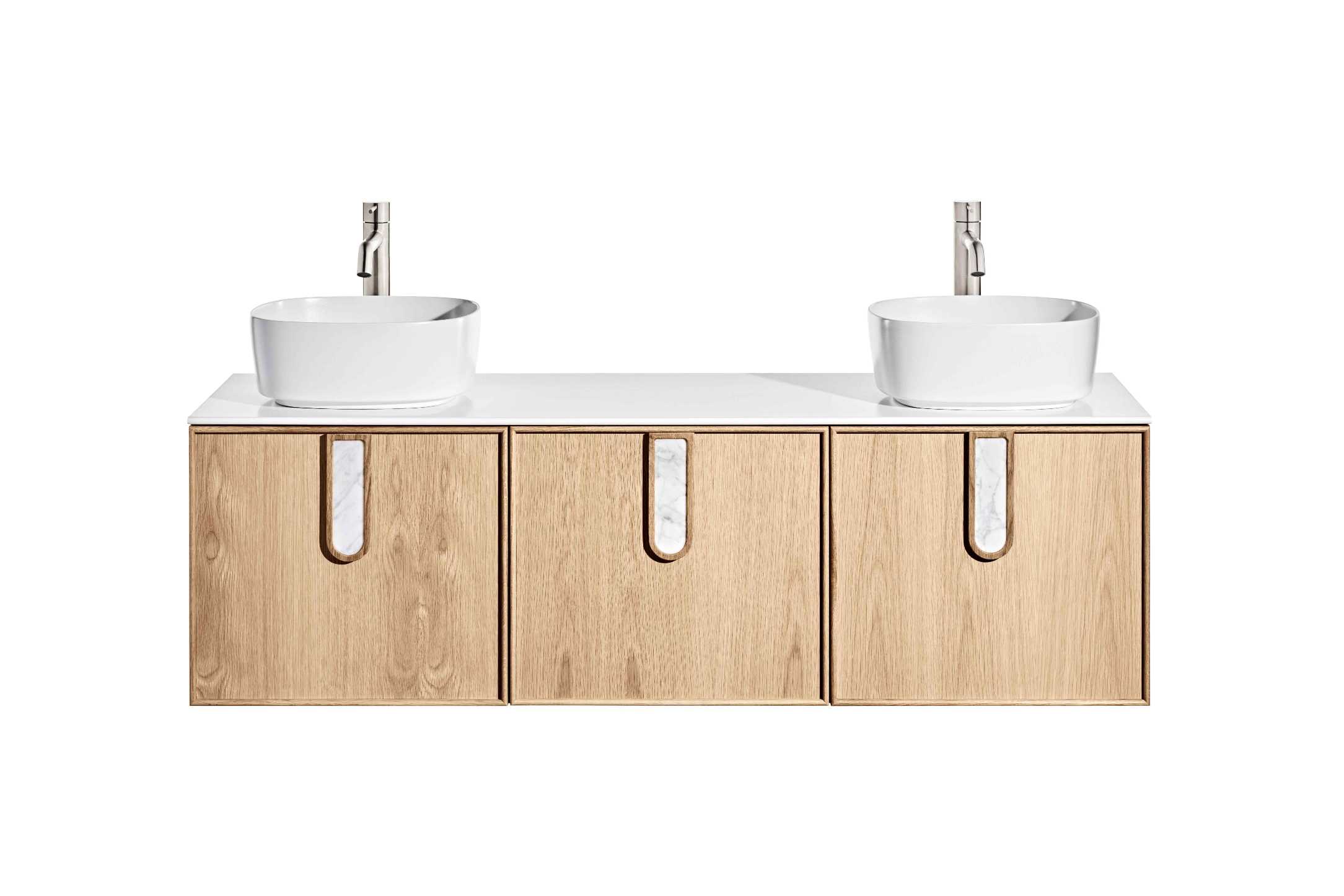 ISSY Adorn Above Counter / Semi Inset Wall Hung vanity with drawers Petite Handles 1500 - Zuster Furniture