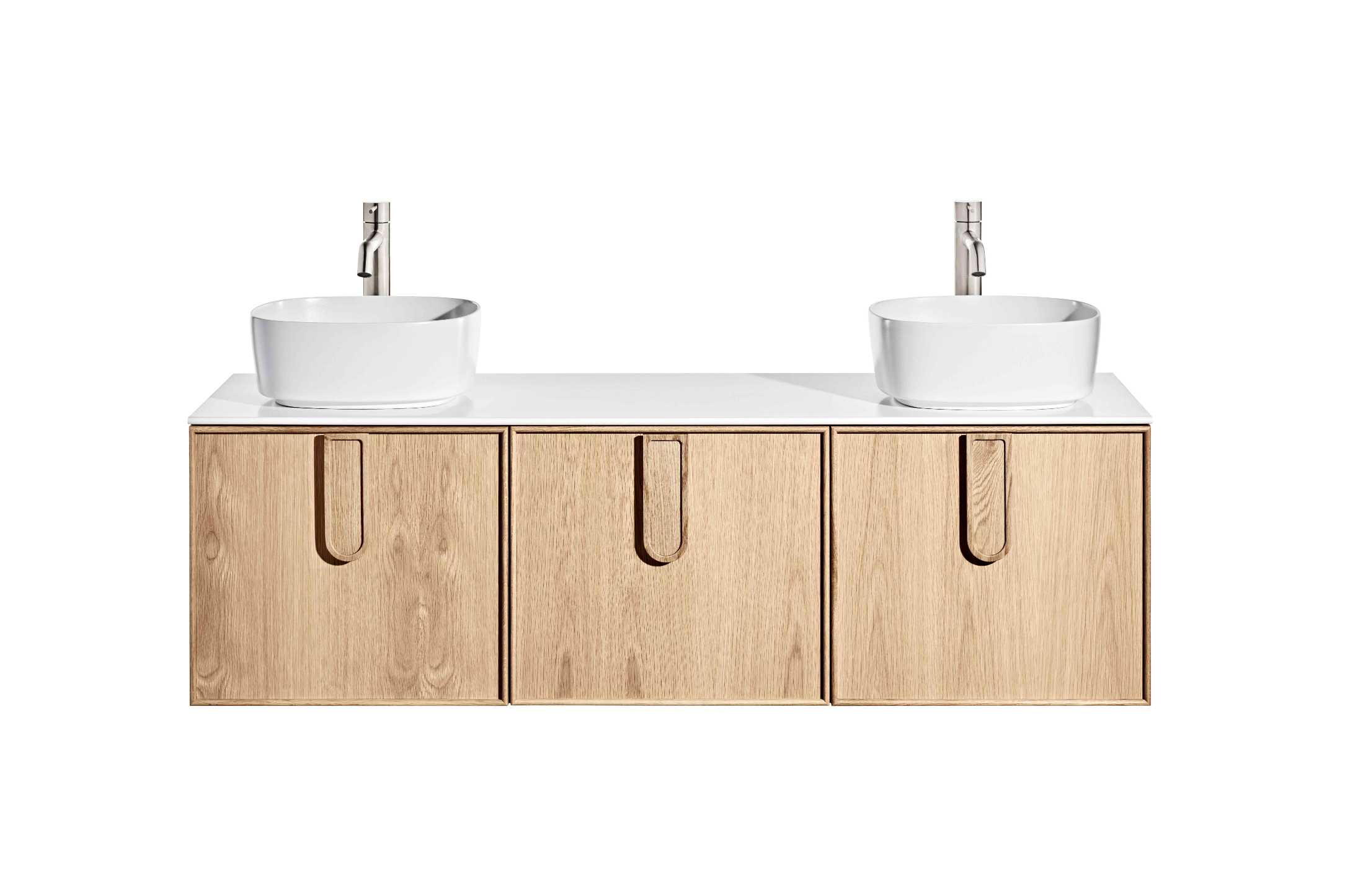 ISSY Adorn Above Counter / Semi Inset Wall Hung vanity with doors Petite Handles 1500 - Zuster Furniture