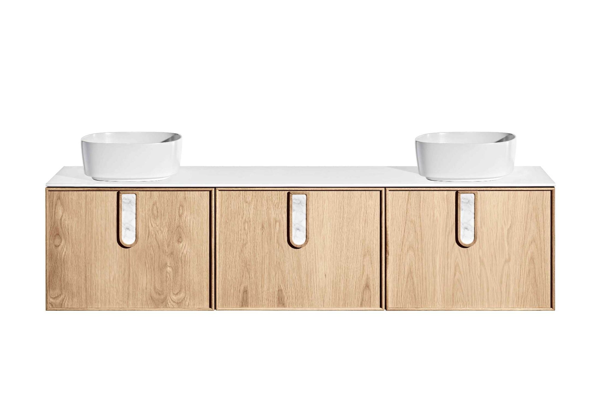 ISSY Adorn Above Counter / Semi Inset Wall Hung vanity with doors Petite Handles 1800 - Zuster Furniture
