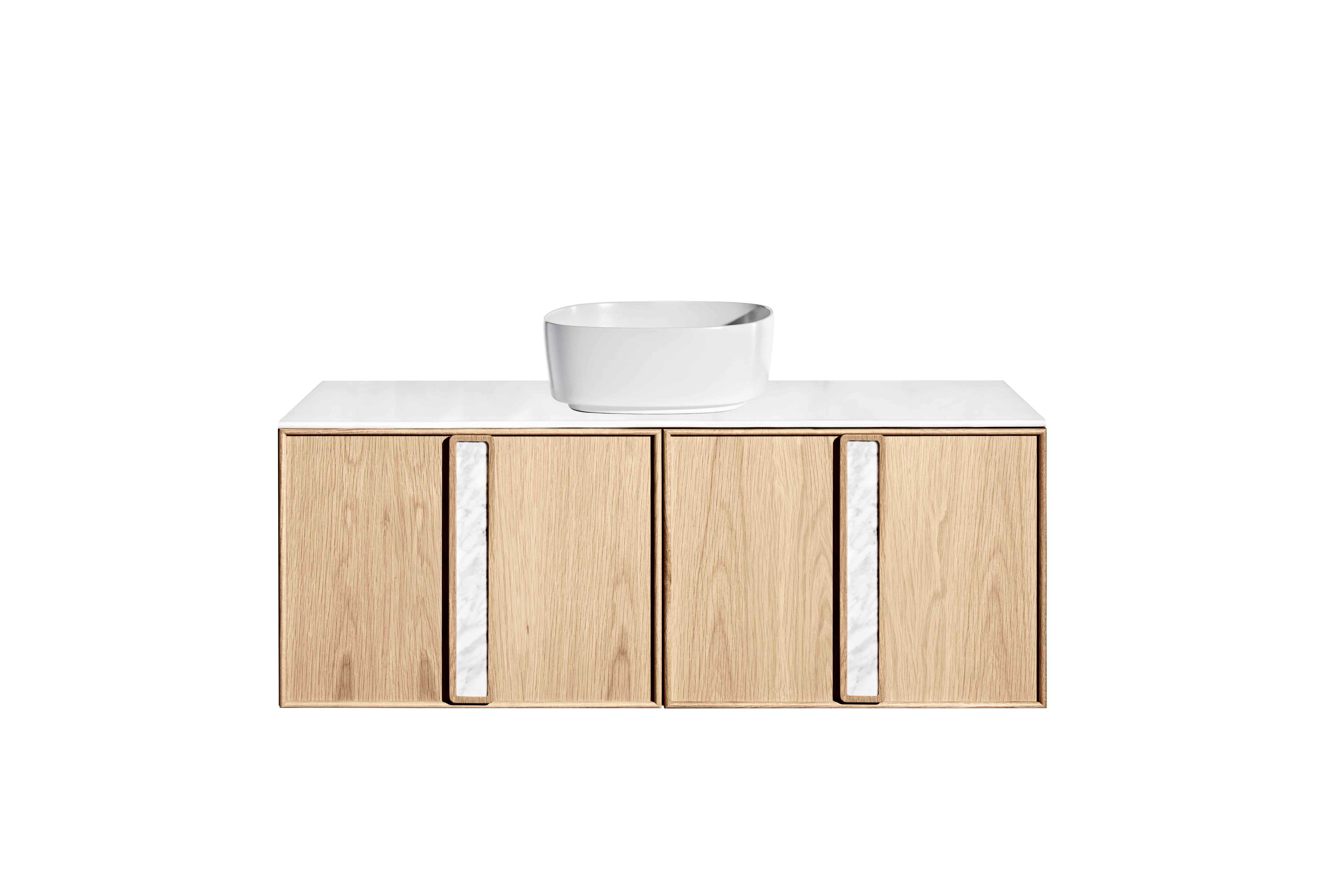 ISSY Adorn Above Counter / Semi Inset Wall Hung vanity with doors Grande Handles 1200 - Zuster Furniture
