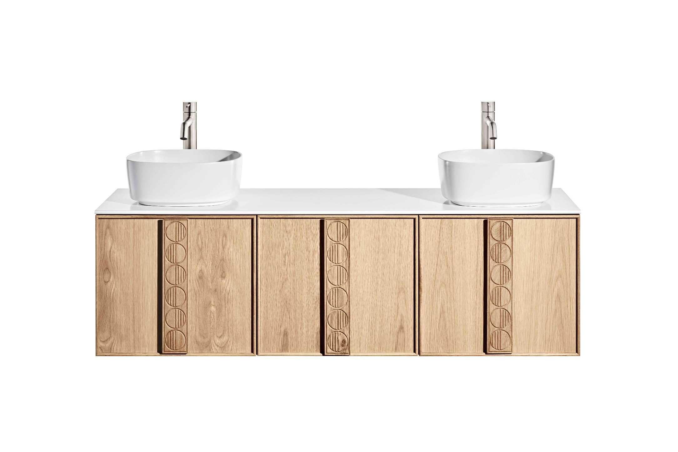 ISSY Adorn Above Counter / Semi Inset Wall Hung vanity with doors Grande Handles 1500 - Zuster Furniture