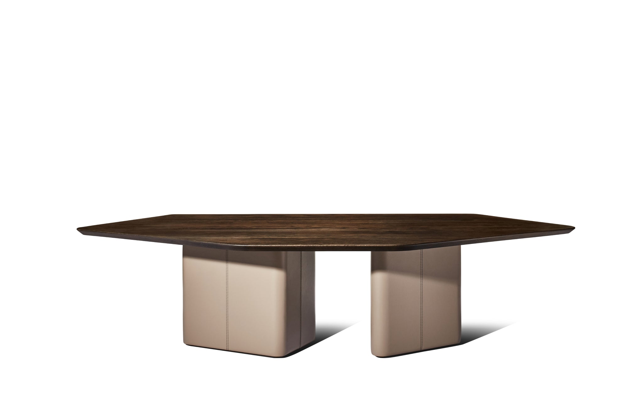 Artisan Dining Table - Coal Oak & Almond Faux Leather