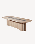 Embellish Oval Dining Table with Marble inlay - Zuster Furniture