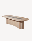 Embellish Oval Dining Table with Marble inlay - Zuster Furniture