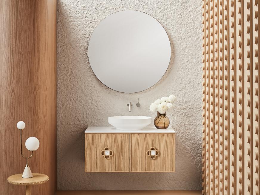 ISSY Adorn Above Counter / Semi Inset Wall Hung vanity with doors Petite Handles 500 - Zuster Furniture