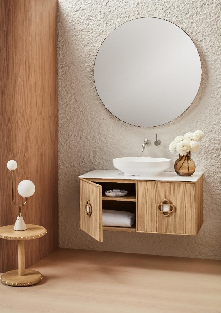 ISSY Adorn Above Counter / Semi Inset Wall Hung vanity with doors Petite Handles 1000 - Zuster Furniture