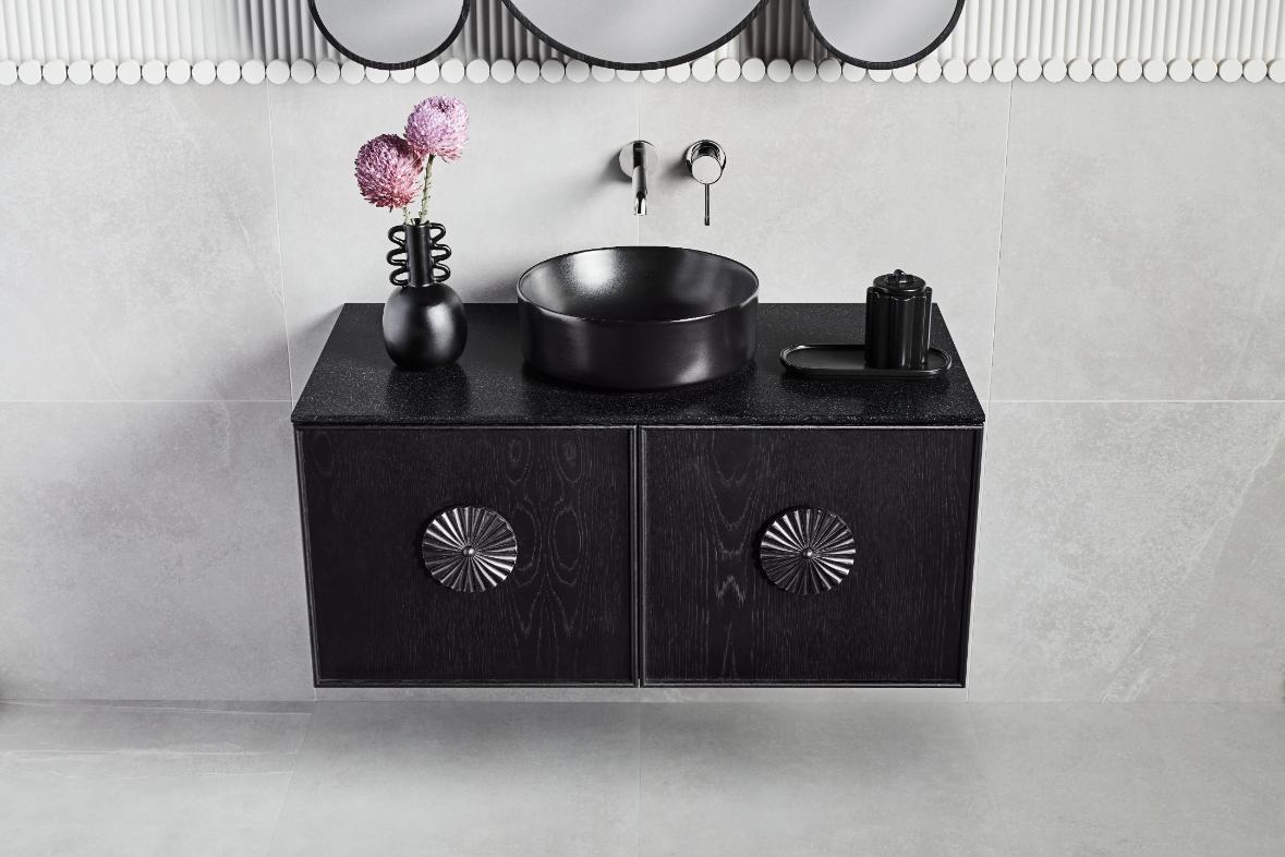 ISSY Adorn Above Counter / Semi Inset Wall Hung vanity with drawers Petite Handles 500 - Zuster Furniture