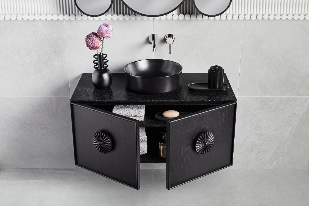ISSY Adorn Above Counter / Semi Inset Wall Hung vanity with drawers Petite Handles 600 - Zuster Furniture