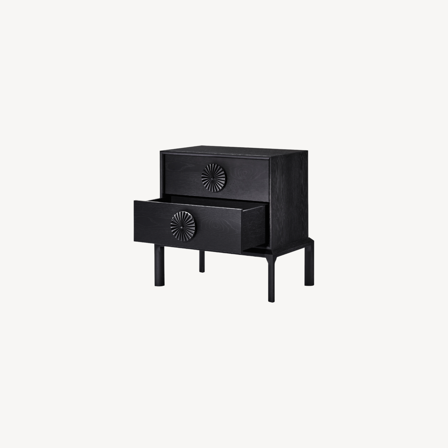 Adorn Marigold Bedside Table with Drawers Product Side View Drawer Open