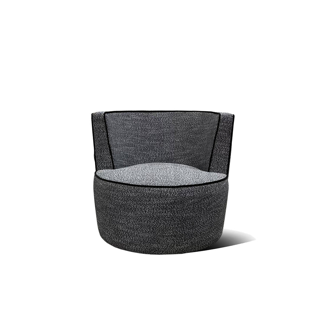 Sapphire Swivel - Black Freckle & Midnight Piping - Zuster Furniture