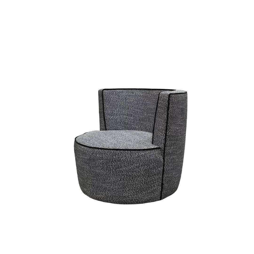 Sapphire Swivel - Black Freckle & Midnight Piping - Zuster Furniture