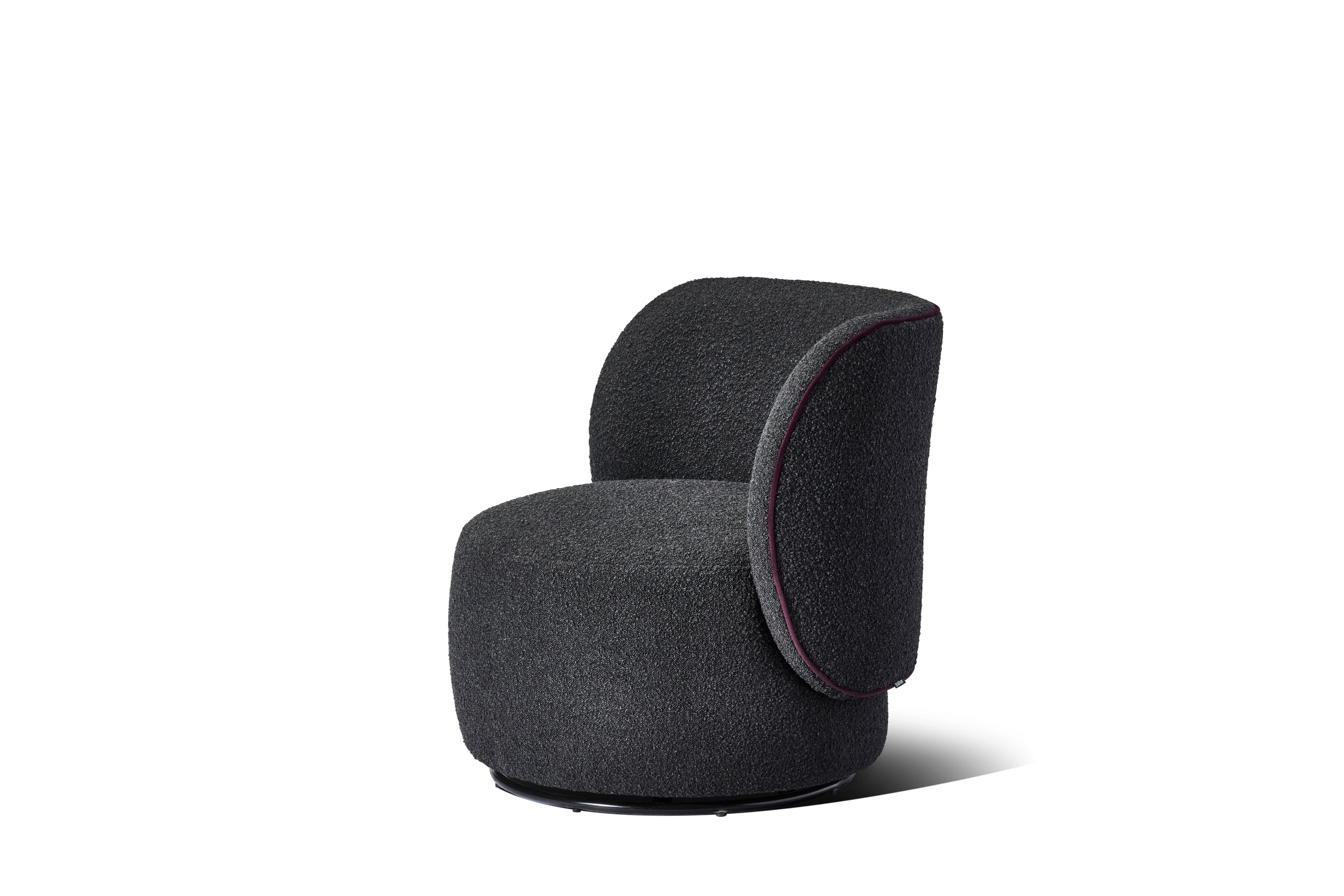 Tulip Swivel Armchair - Tweed Dusk Eve with Berry Piping - Zuster Furniture