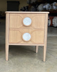 Victoria 2 Drawer Bedside Table - Blonde & Carrara