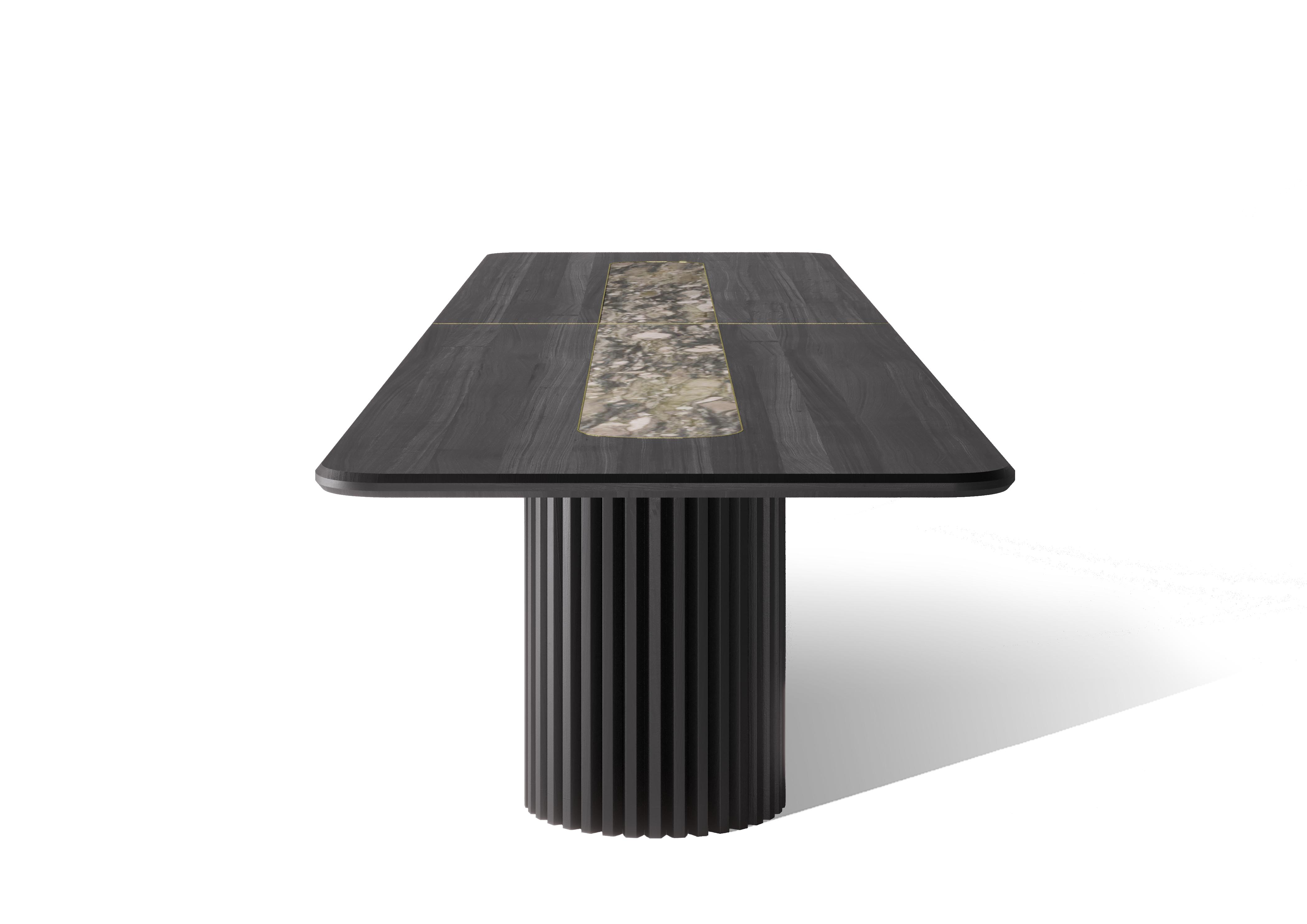 Embellish Grande Dining Table With Marble Inlay - Zuster Furniture