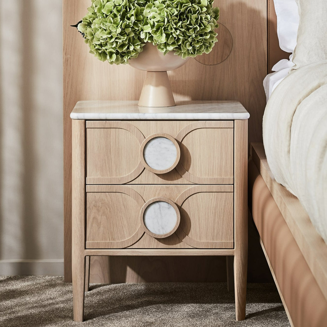 Victoria 2 Drawer Marble Bedside Table - Zuster Furniture