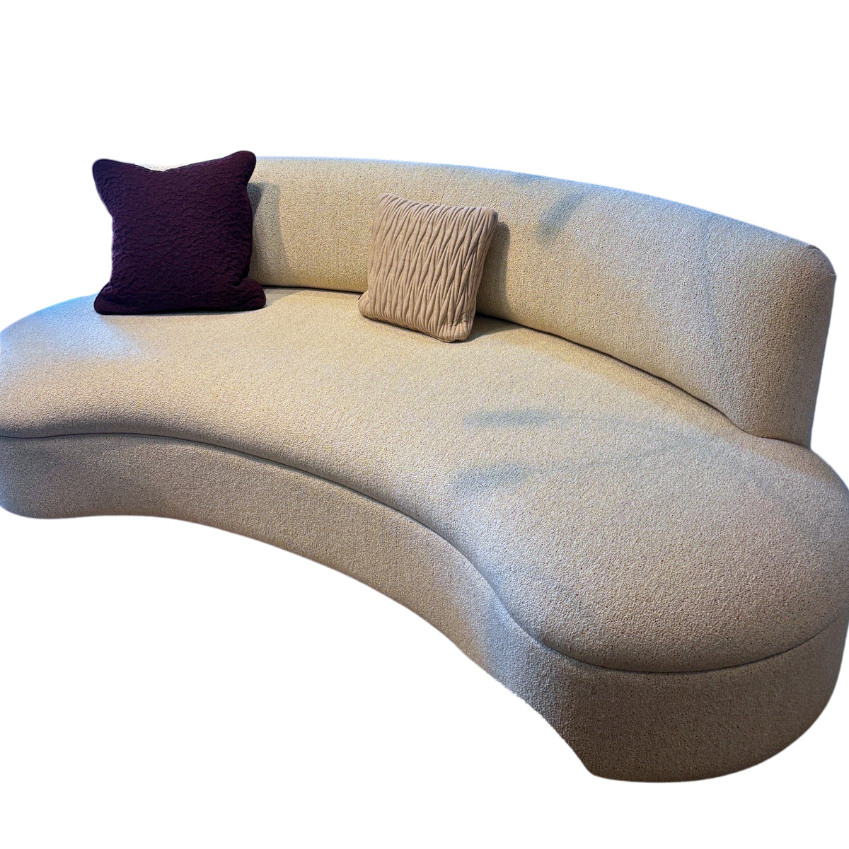 Cloud Sofa in Sunkissed Weave Malt with Burgundy Faux Leather back