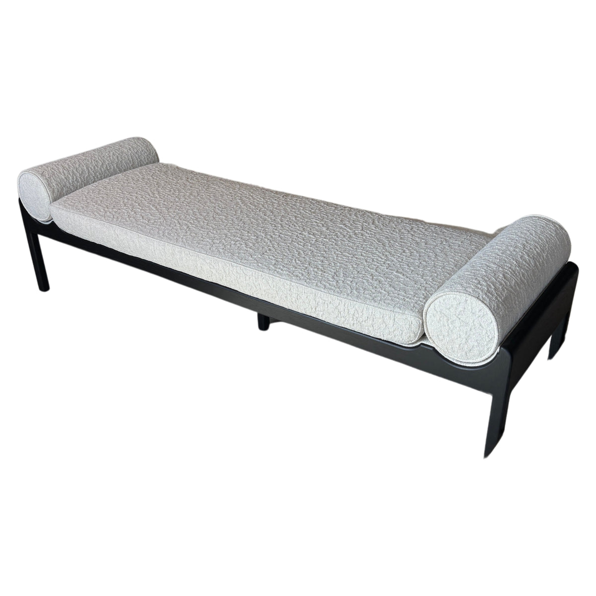 Tulip Scoop Ottoman in Grainscape Putty on Mink Oak