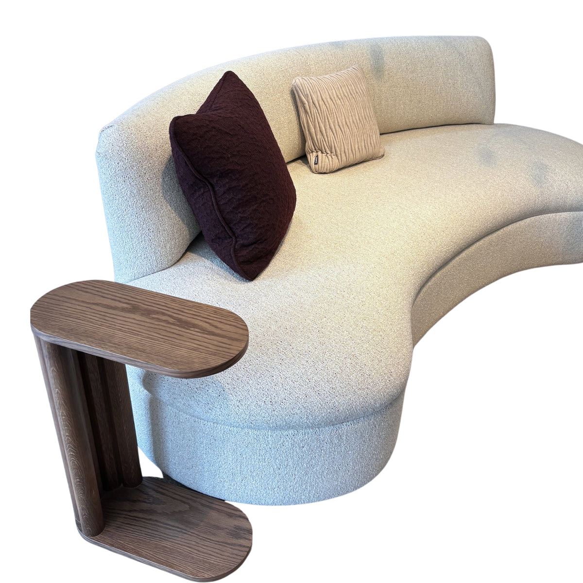 Cloud Sofa in Sunkissed Weave Malt with Burgundy Faux Leather back