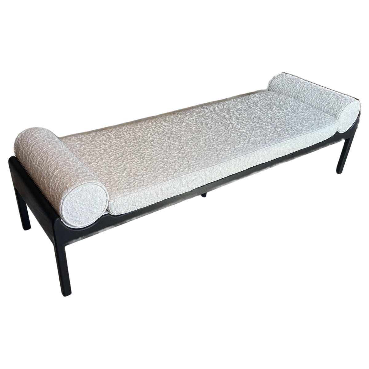 Tulip Scoop Ottoman in Grainscape Putty on Mink Oak