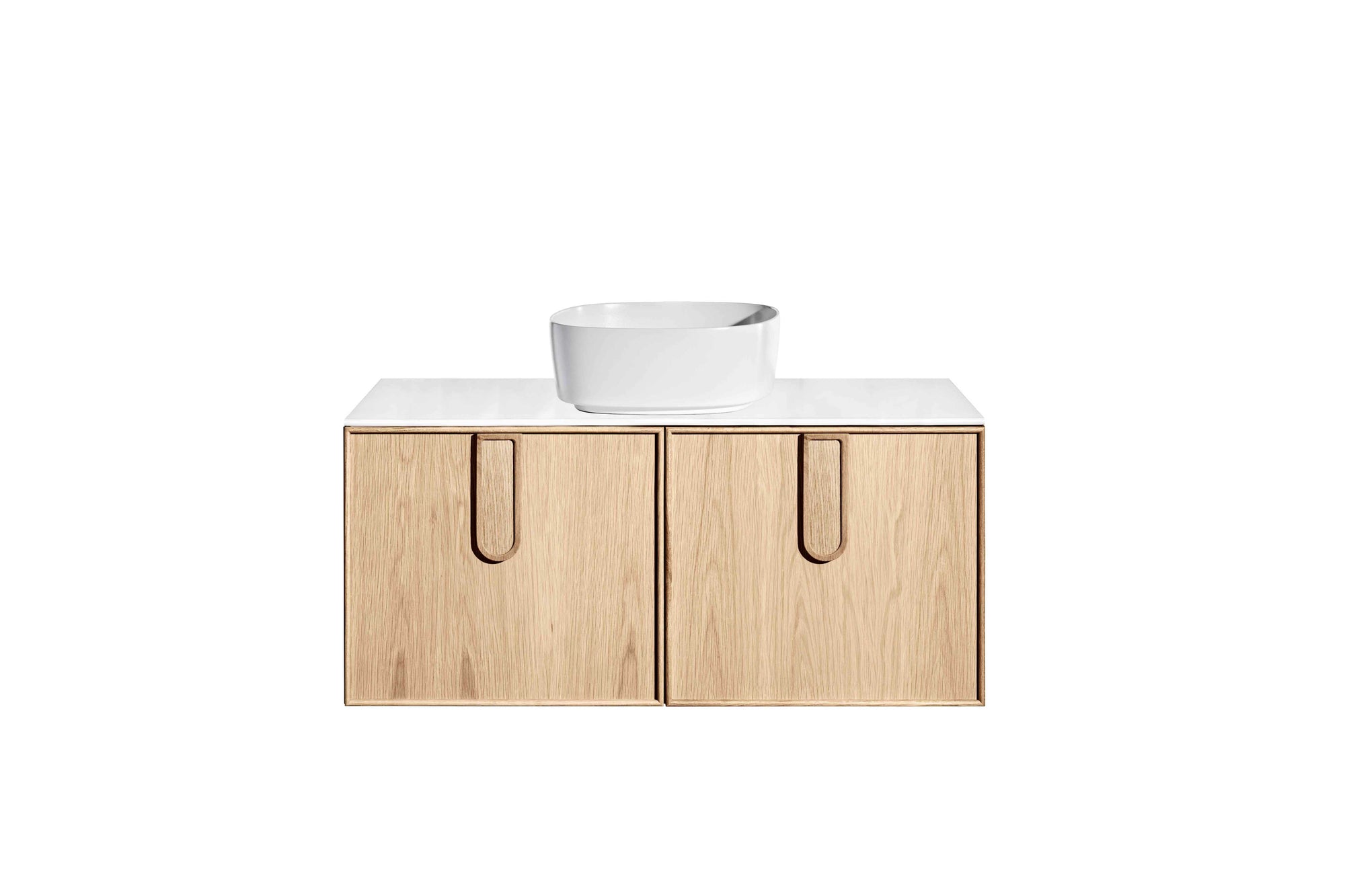 ISSY Adorn Above Counter / Semi Inset Wall Hung vanity with doors Petite Handles 1000 - Zuster Furniture