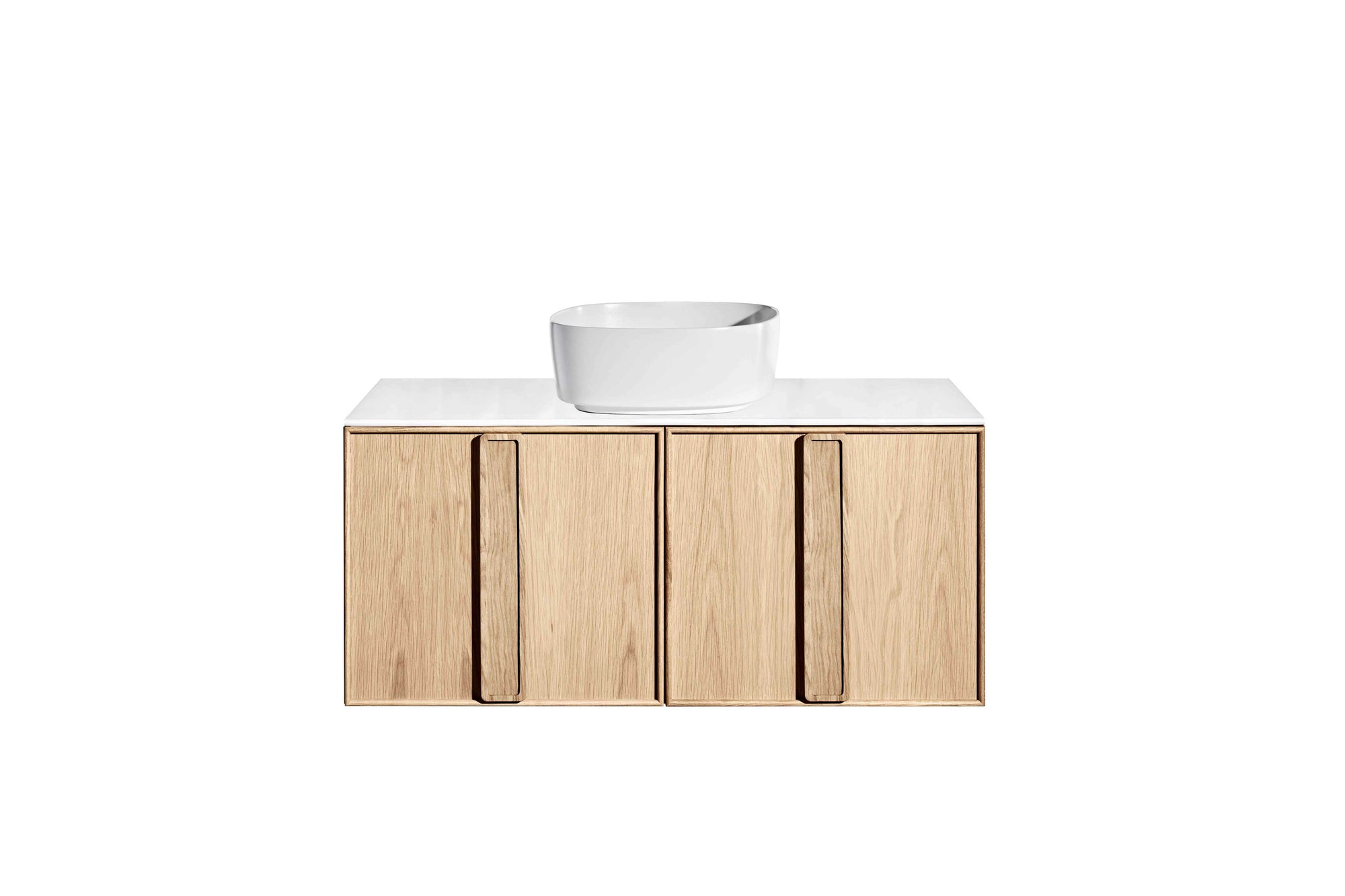 ISSY Adorn Above Counter / Semi Inset Wall Hung vanity with doors Grande Handles 1000 - Zuster Furniture