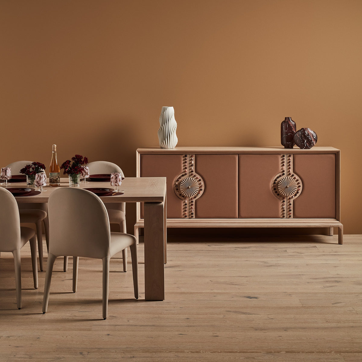 Contour Dining Chair - Walnut Faux Leather- NEW STOCK