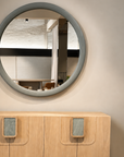 Opal Round Leather Mirror