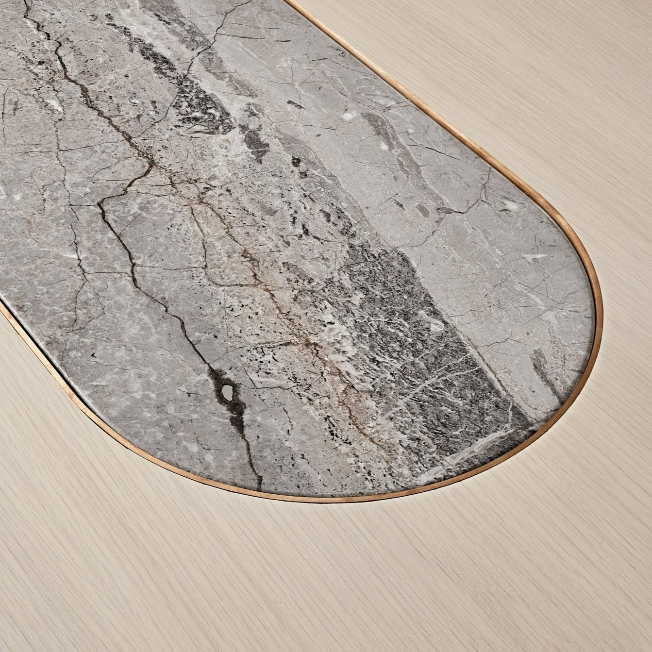 Embellish Oval Dining Table with Marble inlay - Zuster Furniture