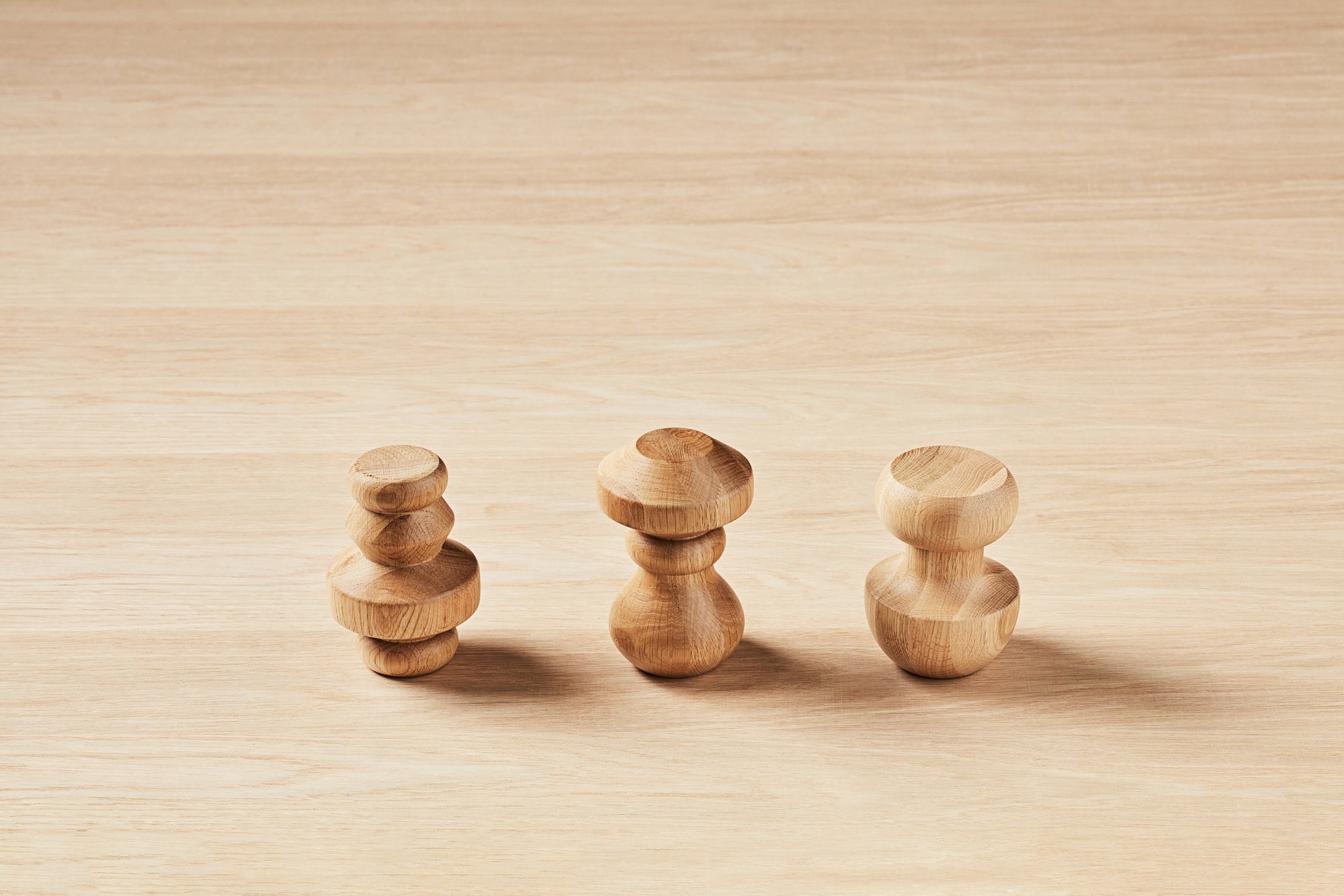 Zuster Woodturned Wall Hooks - Set of Three - American Oak - Zuster Furniture