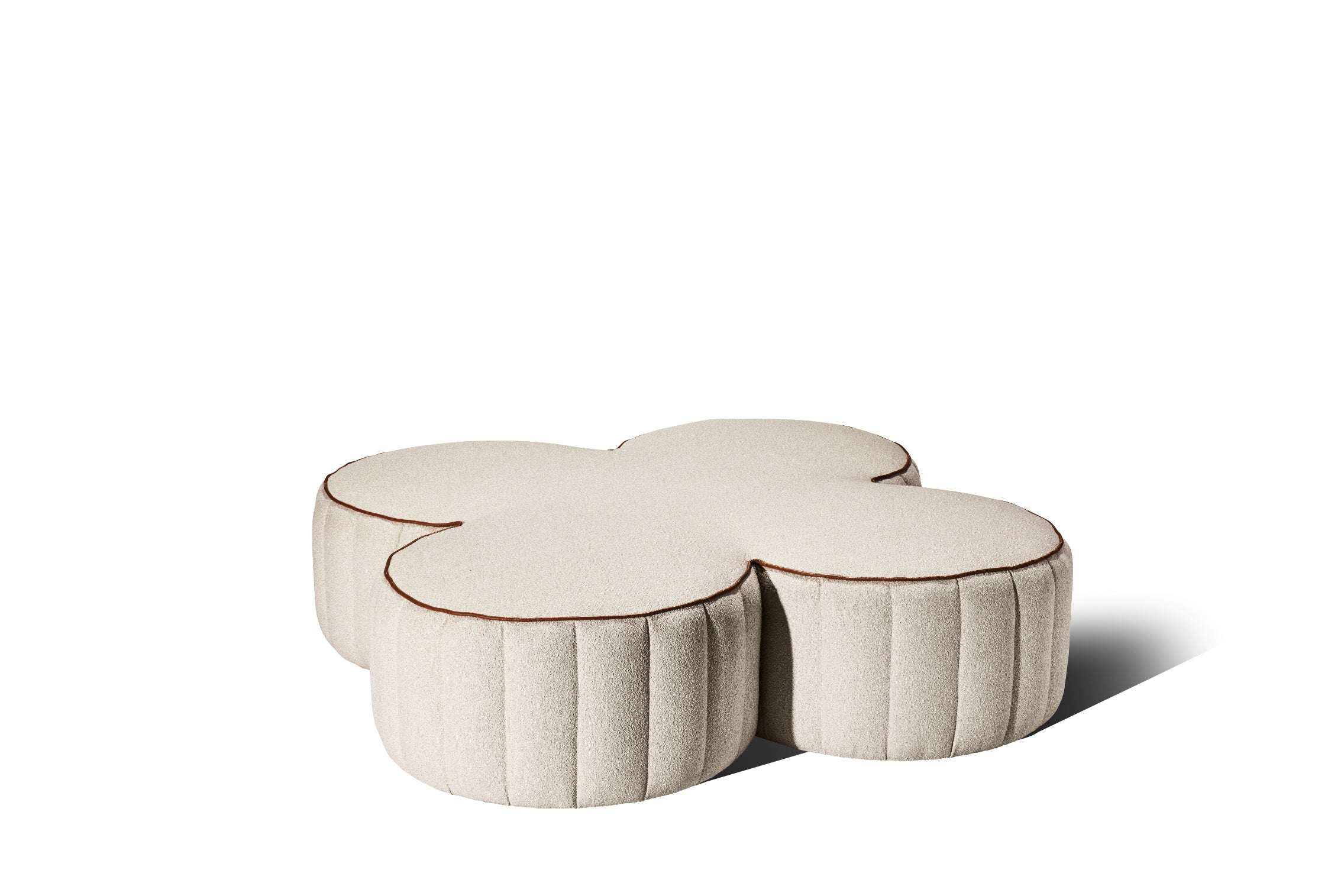 Rosette Ottoman - Moon Dust &amp; Tan Piping - Zuster Furniture