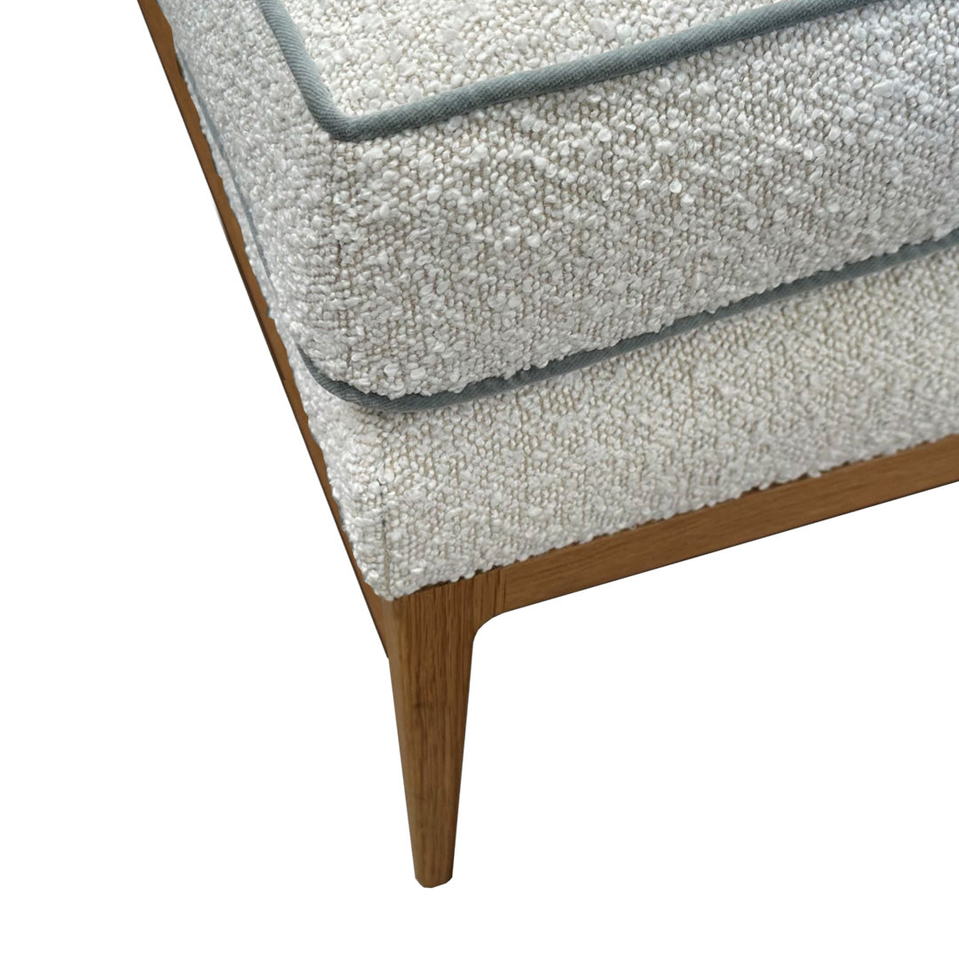 Sabrina Ottoman - Blonde & Tweed Blizzard with Blue Piping - Zuster Furniture
