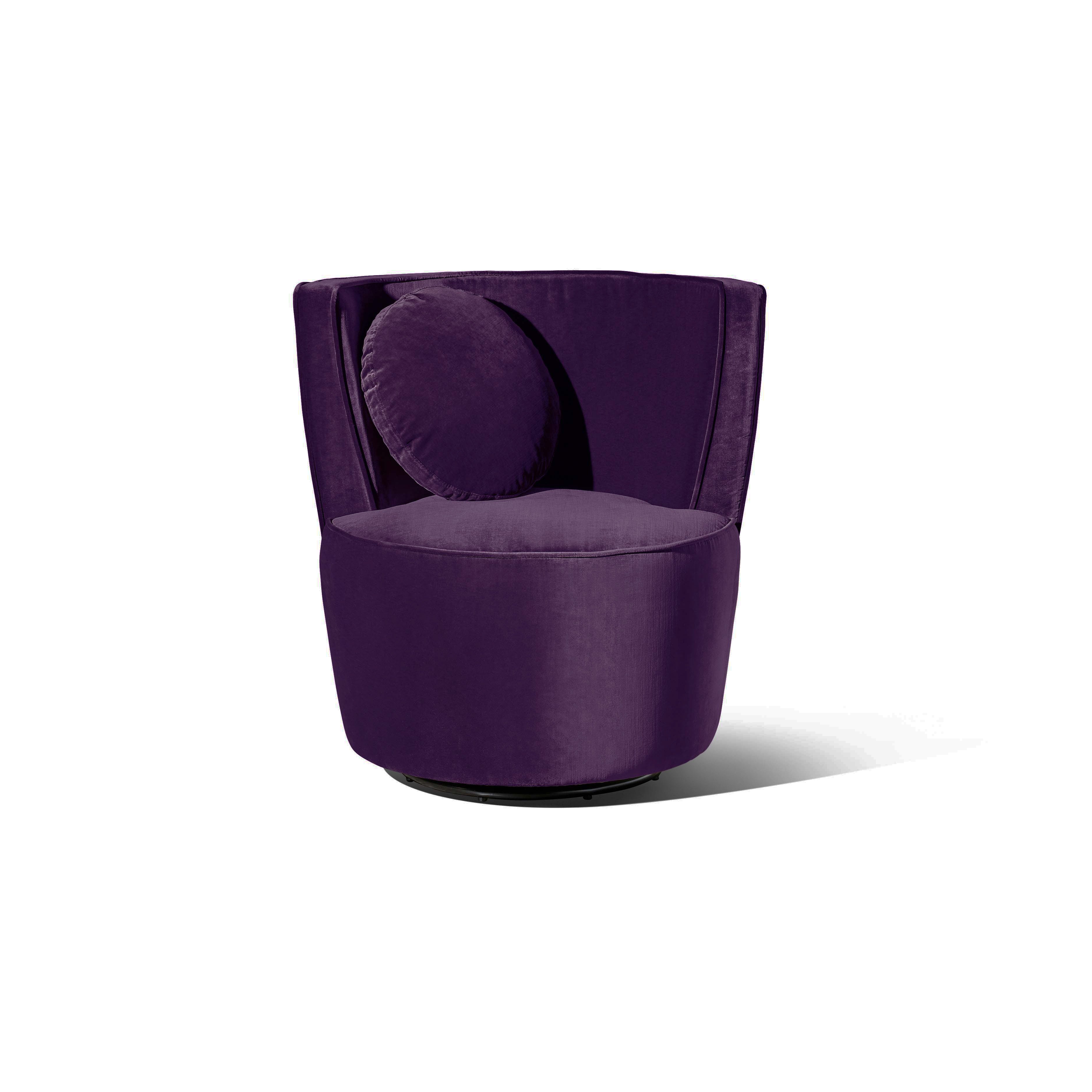 Sapphire Small Swivel Armchair - Berry Velvet - Zuster Furniture