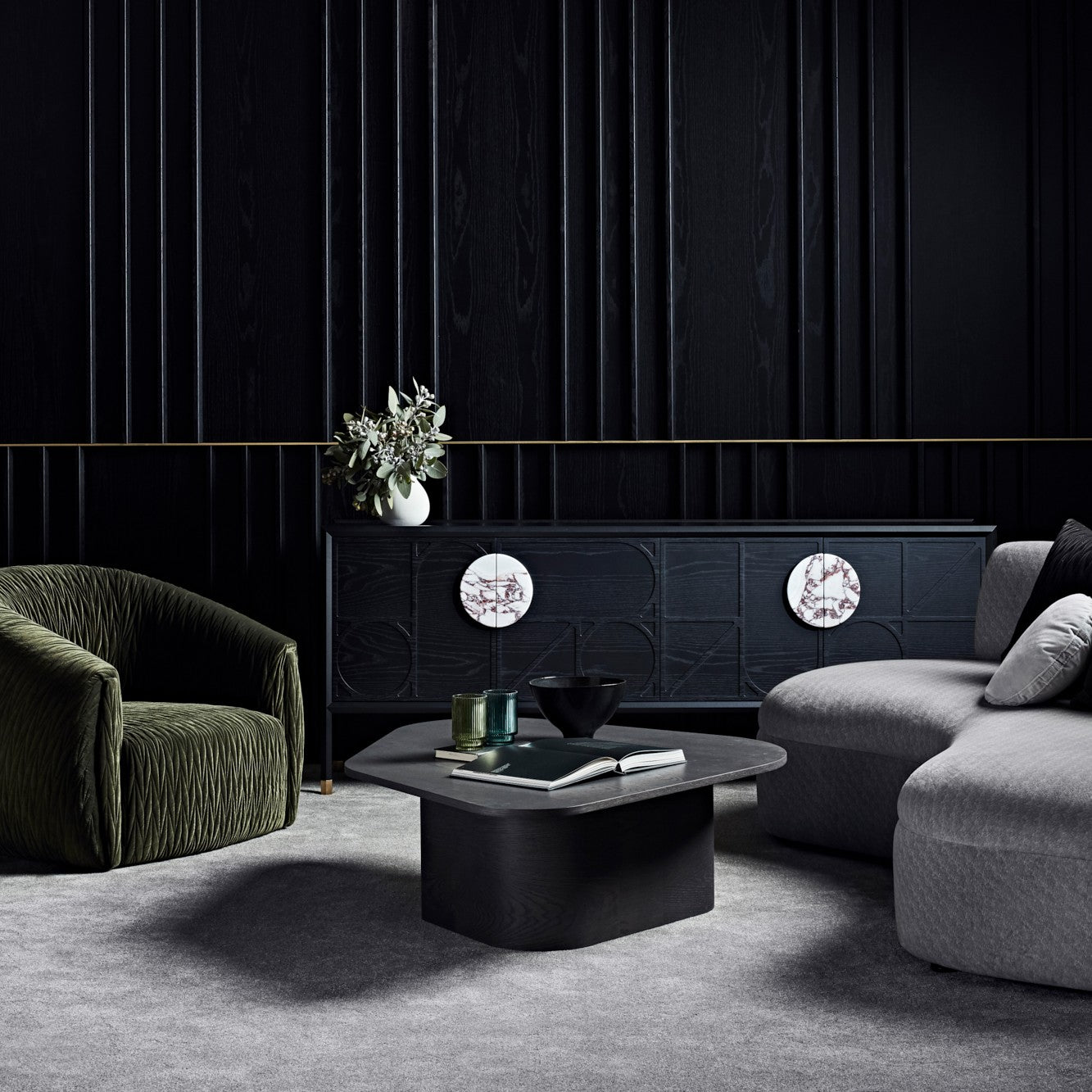 Tapestry Buffet with Marble Handles