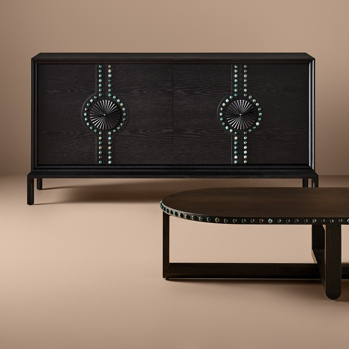 Cloud Oval Coffee Table with Marble Studs