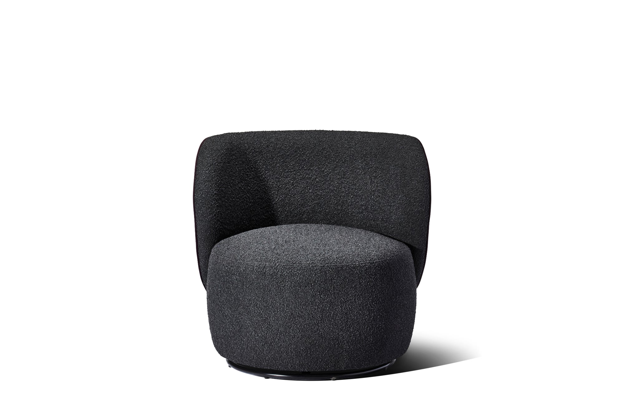 Tulip Swivel Armchair - Tweed Dusk Eve with Berry Piping - Zuster Furniture