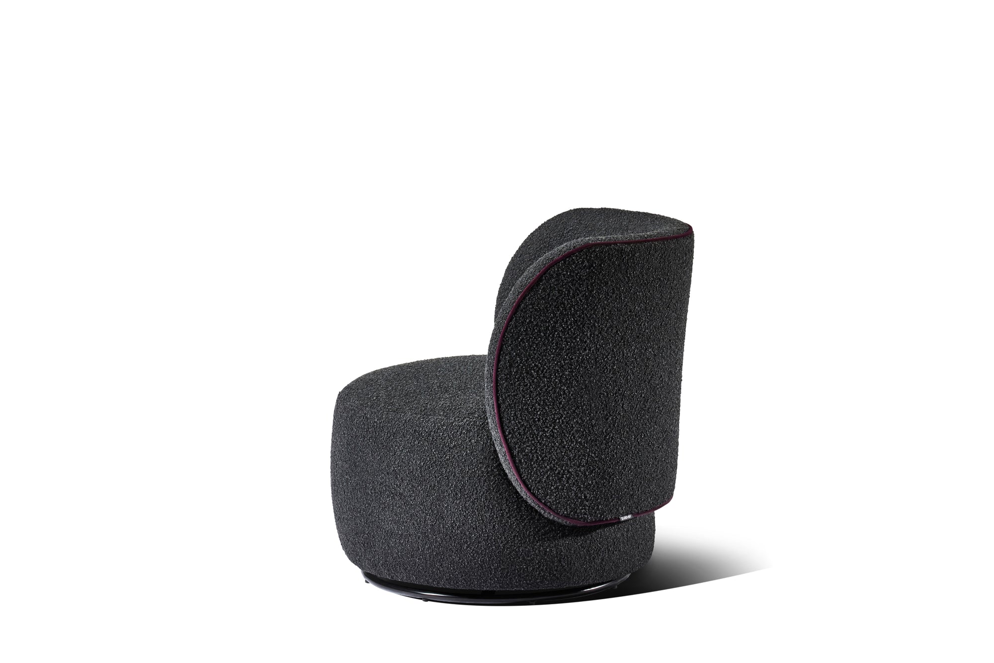 Tulip Swivel Armchair - Tweed Dusk Eve with Berry Piping - Zuster Furniture