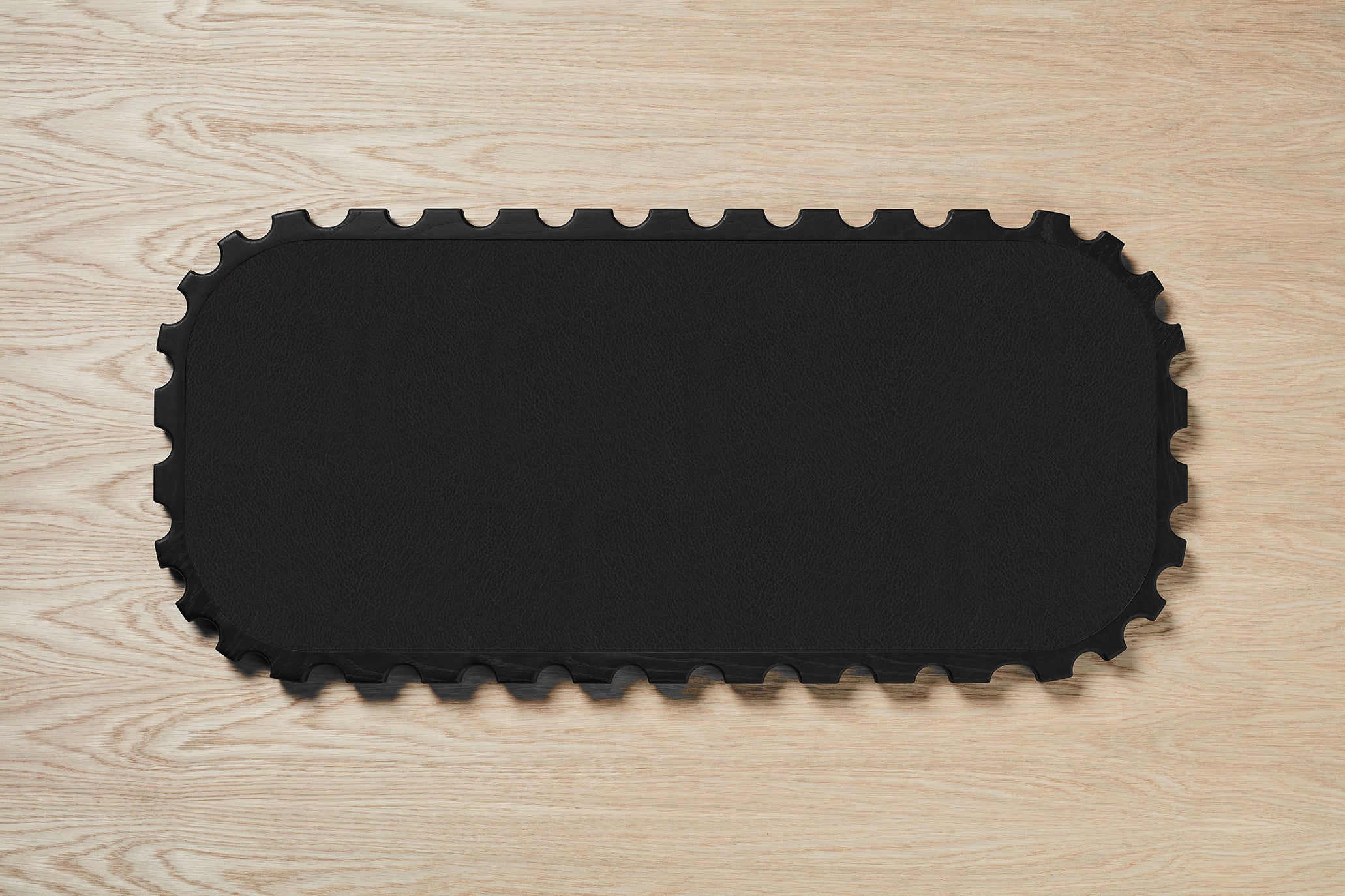 Flow Scalloped Black Faux Leather Tray - Zuster Furniture