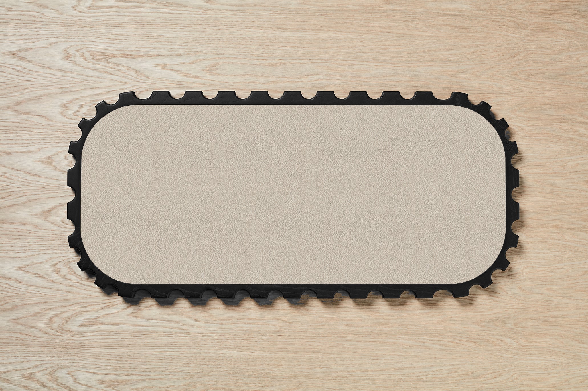 Flow Scalloped Latte Faux Leather Tray - Zuster Furniture