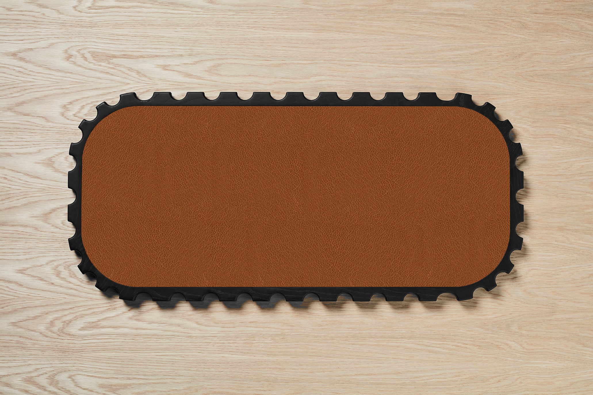 Flow Scalloped Tan Faux Leather Tray - Zuster Furniture