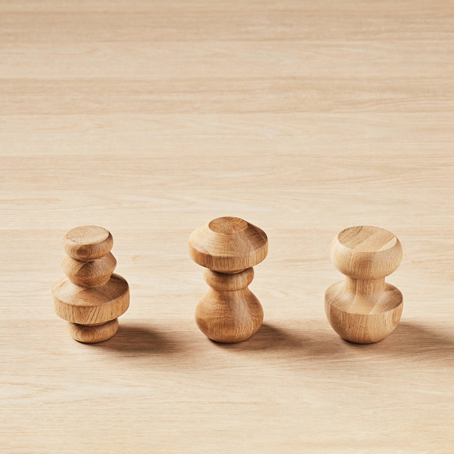 Zuster Woodturned Wall Hooks - Set of Three - American Oak - Zuster Furniture