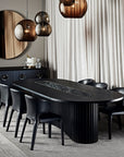 Embellish Oval Dining Table with Marble inlay - Zuster Furniture