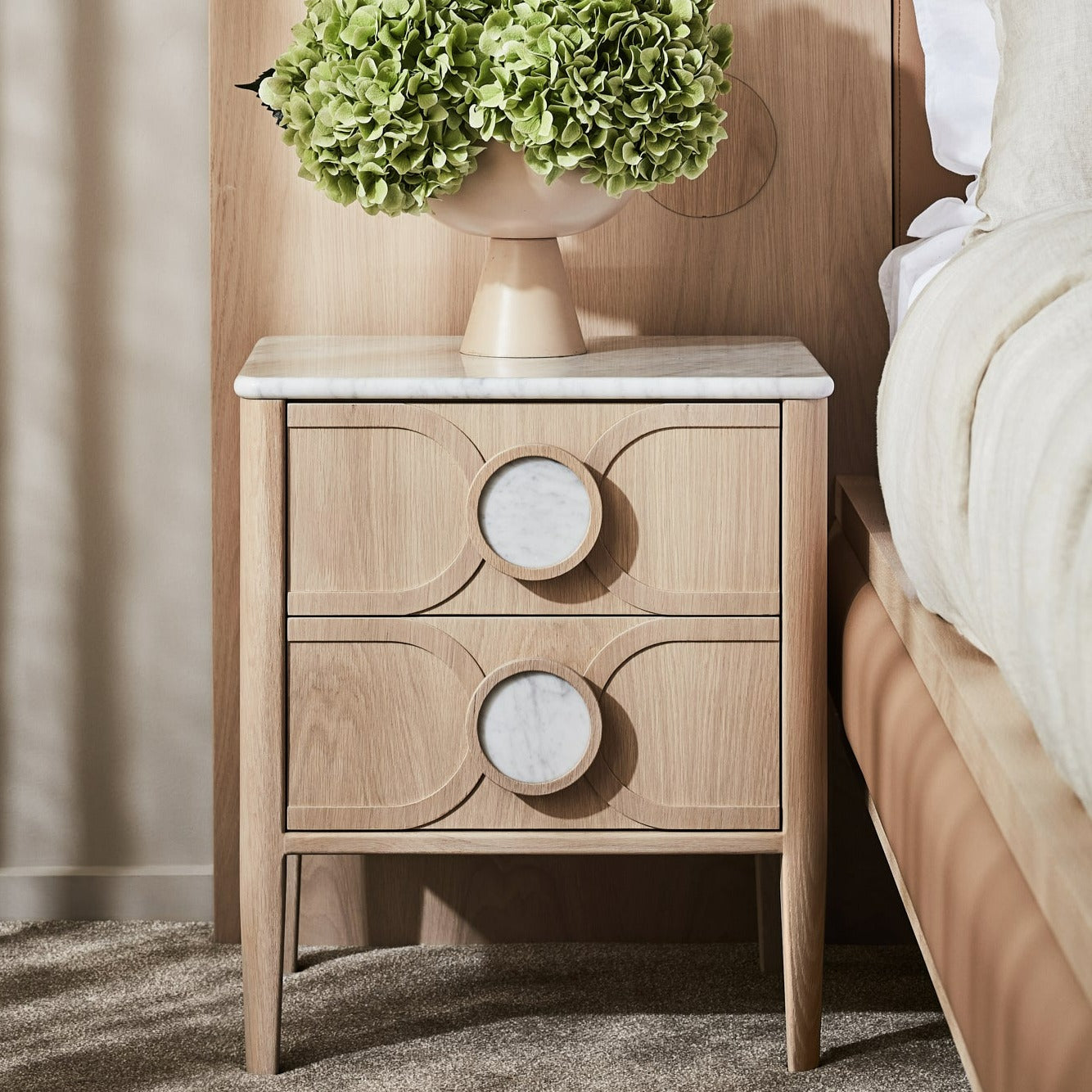 Drawer Mable Table Victoria 2 Drawer Marble Bedside Table – Zuster Furniture