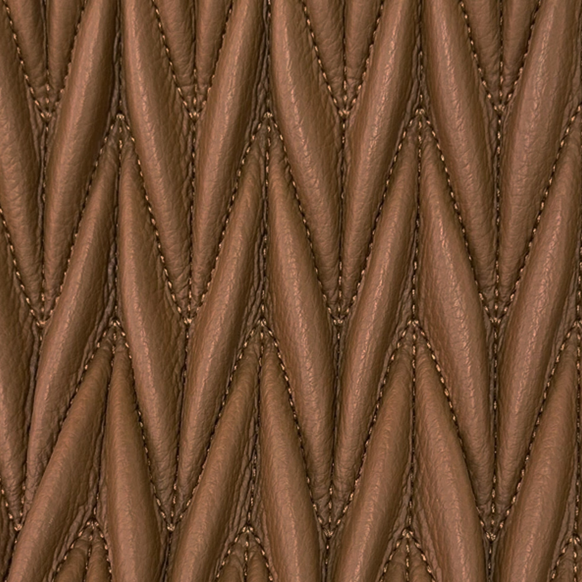 Chestnut Faux Leather Ribbon Stitch